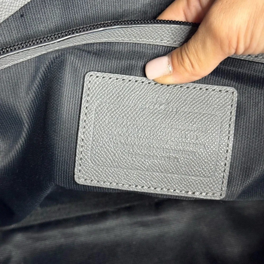 Coach Kennedy Briefcase Grey Saffiano Leather